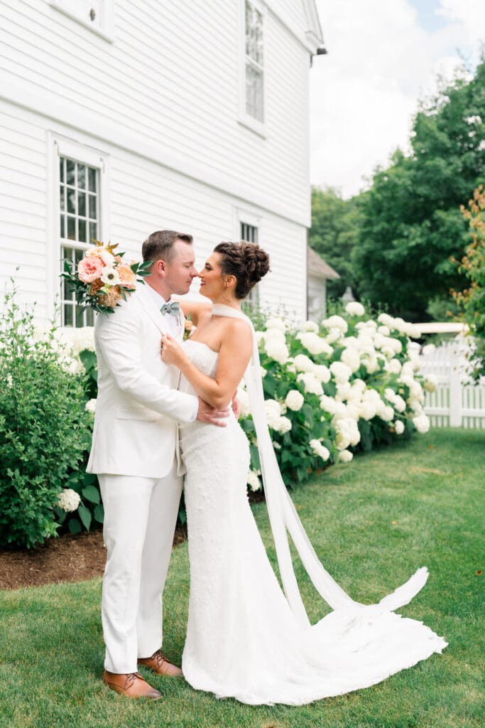 Romantic couple at Smith Farm Gardens wedding in Connecticut
